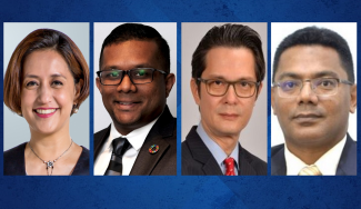 (Dari kiri) Aireen Omar, Dr. Dhesi Baha, Farouk Peter Lee dan Jaleeludeen Abu Baker.