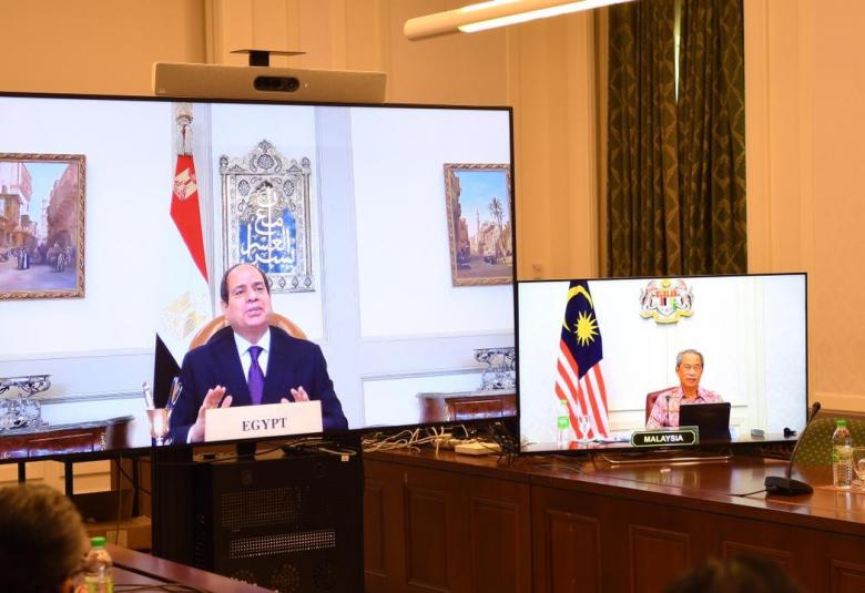  Persidangan video antara Perdana Menteri, Tan Sri Muhyiddin Yassin dan Presiden Mesir, Abdel Fattah Al Sisi semalam.