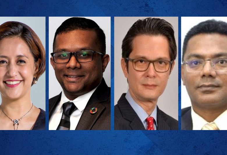 (Dari kiri) Aireen Omar, Dr. Dhesi Baha, Farouk Peter Lee dan Jaleeludeen Abu Baker.