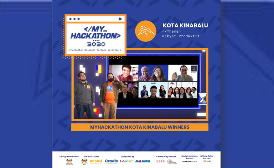  Enam pemenang penyelesaian digital MYHackathon 2020 pusingan Kota Kinabalu.